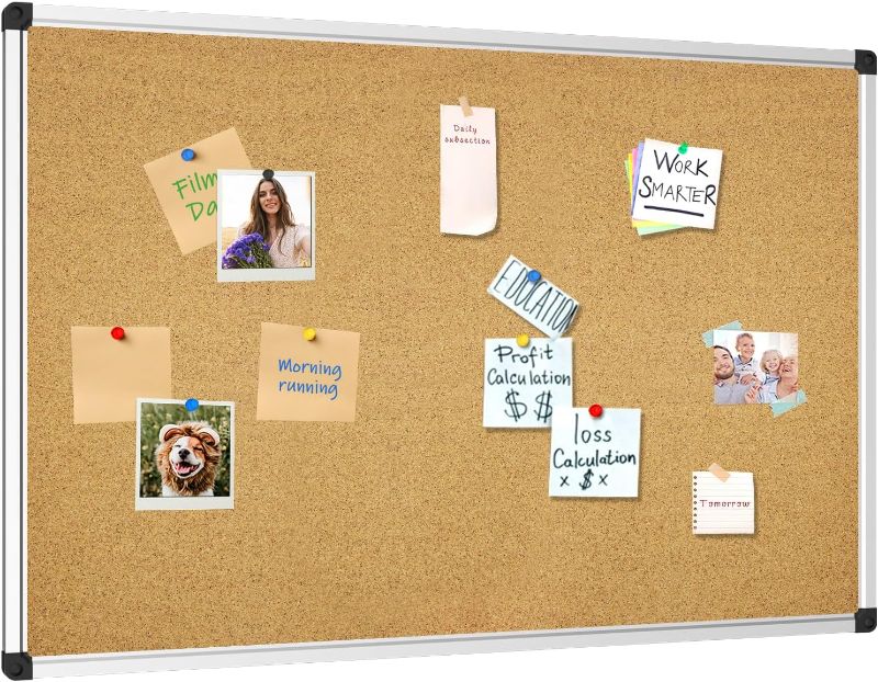 Photo 1 of XBoard Cork Board 48 x 36, Bulletin Board Corkboard with Push Pin for Display and Organization