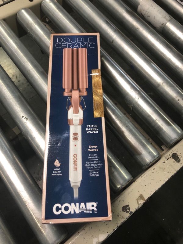 Photo 2 of 
Conair Double Ceramic 3 Barrel Curling Iron, Hair Waver, Create Beachy Waves, Long-Lasting Natural Tight Waves for all Hair Lengths, White / Rose Gold