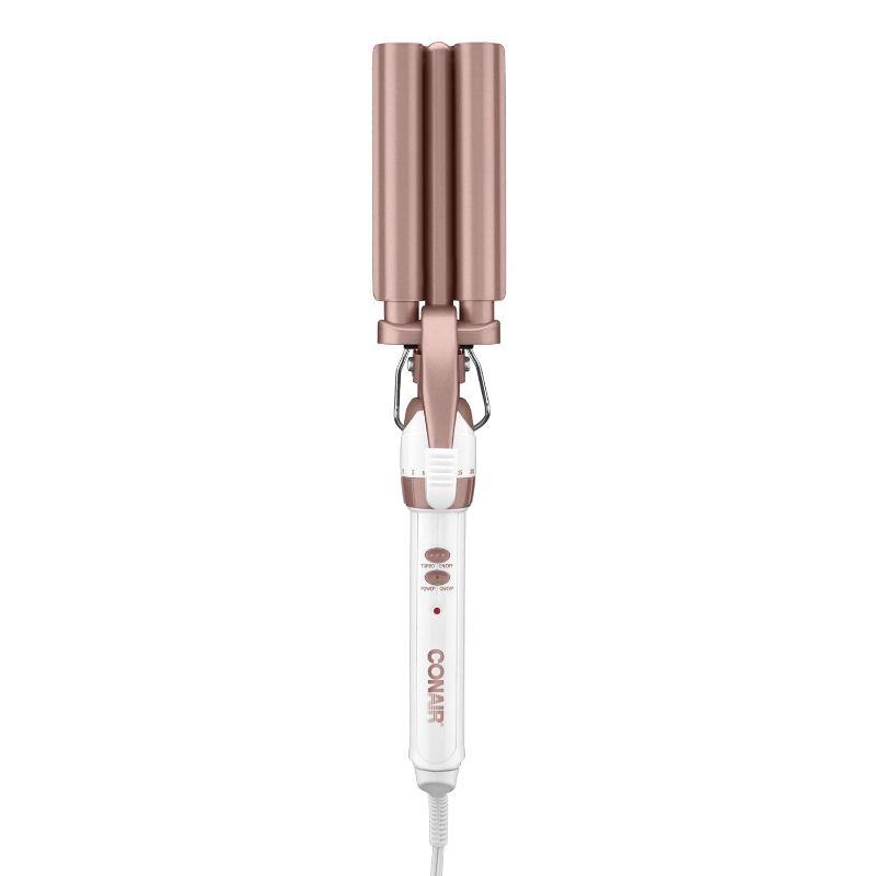 Photo 1 of 
Conair Double Ceramic 3 Barrel Curling Iron, Hair Waver, Create Beachy Waves, Long-Lasting Natural Tight Waves for all Hair Lengths, White / Rose Gold