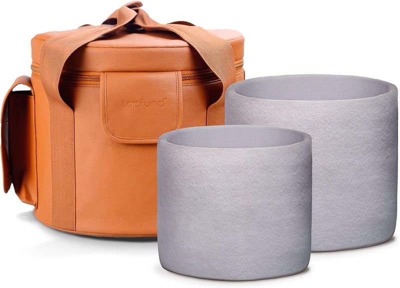 Photo 1 of **TAN CASE//NOT ORANGE** TOPFUND Purple Heavy Duty Crystal Singing Bowl Carrying Case 10 inch with Sponge Padded Sleeve 8"
