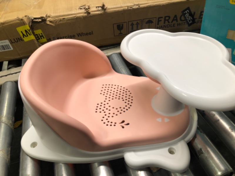 Photo 1 of Baby Bath Seat with Tray for Babies 6 Months & Up, Baby Bathtub Seat with Ultra Strong Suction Cups, Infant Bathtub Support Chair Soft Cushion & Ergonomic Backrest, Ideal Gift for Infants (Pink)