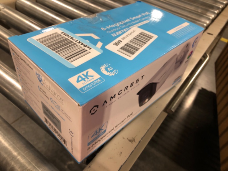 Photo 1 of Amcrest Amcrest UltraHD 4K (8MP) IP PoE AI Camera, FOV 129°, 49ft Color Nightvision, Security Outdoor Bullet Camera, Human & Vehicle Detection, Active Deterrent, 4K @15fps, IP8M-2796EW-AI (White)