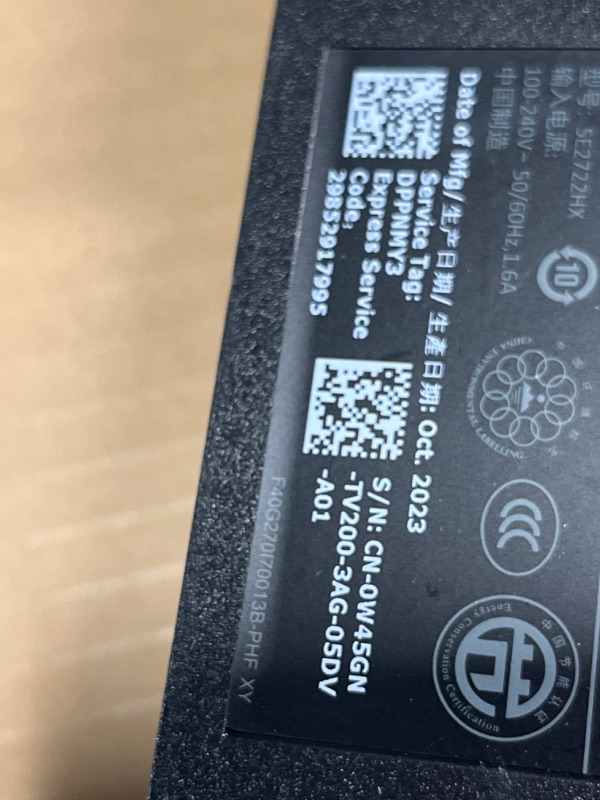 Photo 5 of **not cord charger, unable to test**Dell 27 inch Monitor FHD (1920 x 1080) 16:9 Ratio with Comfortview (TUV-Certified), 75Hz Refresh Rate, 16.7 Million Colors, Anti-Glare Screen with 3H Hardness, Black - SE2722HX 27 Inches SE2722HX