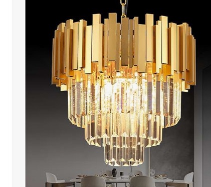 Photo 1 of 
3-Tier 15.8" Crystal Gold Chandelier 