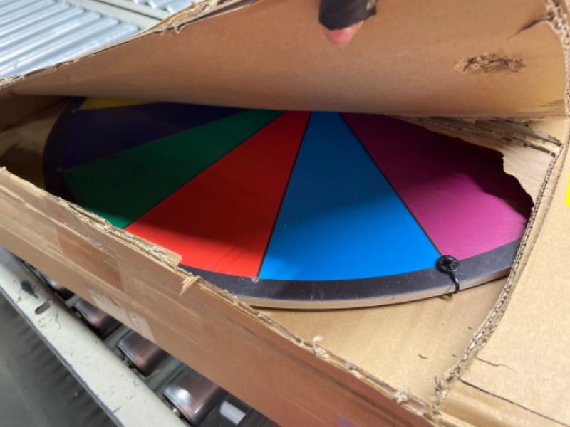 Photo 1 of 24 Inch Dual Use Spinning Prize Wheel 14 Slots Color Tabletop and Floor Roulette Wheel of Fortune, Spin The Wheel with Dry Erase Marker and Eraser Win The Fortune Spinner Game for Carnival Trade Show 24 Inch Adjustable Heavy Duty Prize Wheel