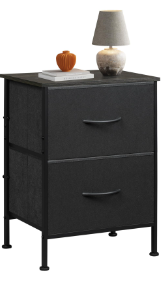 Photo 1 of **MISSING HARDWARE//SOLD AS PARTS** WLIVE Nightstand Set of 2, 2 Drawer Dresser for Bedroom, Small Dresser with 2 Drawers, Bedside Furniture, Night Stand, End Table with Fabric Bins for Bedroom, Dorm, Charcoal Black, Size L L-2(11.8"D x 15.7"W x 24.9"H) C