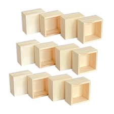 Photo 1 of 12-Pack Square Wood Box Unfinished Small Wooden Boxes for Crafts (Outer 3.7X 3.7X 2 in,Interior 3.2 x 3.2 x1.9 in) 3.7X 3.7X 2" 12 Pack