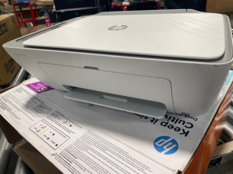 Photo 5 of HP DeskJet 2755e Wireless Color All-in-One Printer with bonus 6 months Instant Ink (26K67A), white