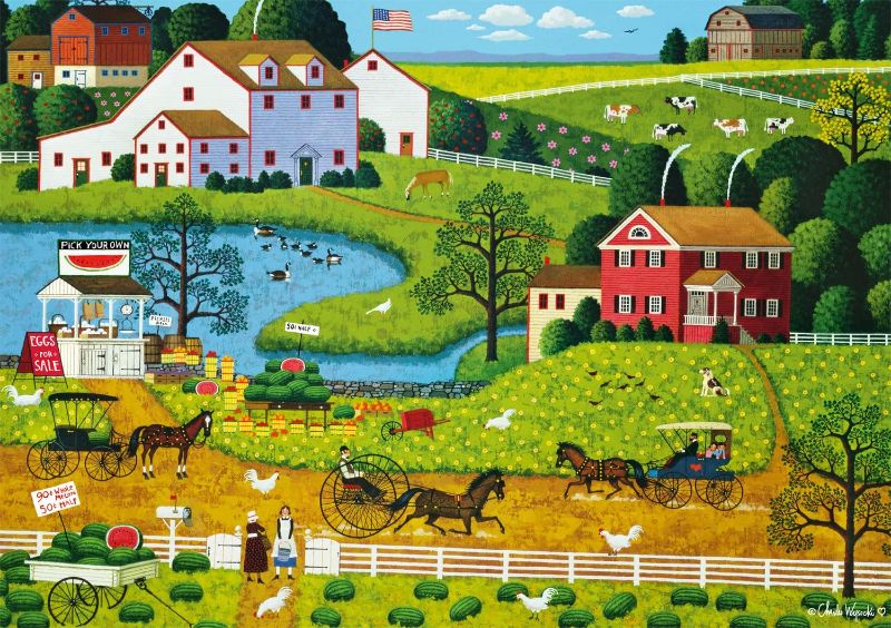 Photo 1 of Buffalo Games - Charles Wysocki - Jolly Hill Farms - 500 Piece Jigsaw Puzzle for Adults Challenging Puzzle Perfect for Game Nights - 500 Piece Finished Size is 21.25 x 15.00  