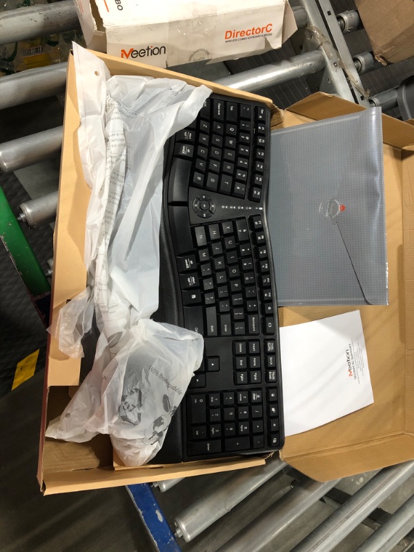 Photo 2 of **New Open**MEETION Ergonomic Wireless Keyboard and Mouse, Ergo Keyboard with Vertical Mouse, Split Keyboard with Cushioned Wrist, Palm Rest, Natural Typing, Rechargeable, Full Size, Windows/Mac/Computer/Laptop
