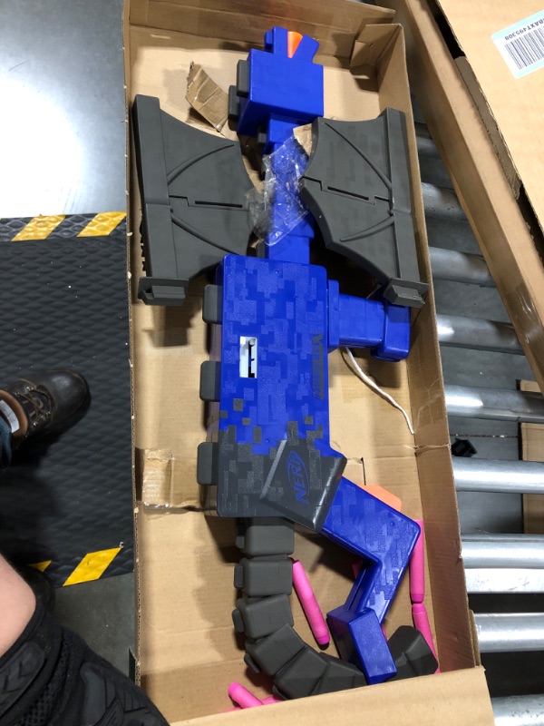 Photo 2 of **New Open**NERF Minecraft Ender Dragon Blaster, 4-Dart Internal Clip, 12 Elite Foam Darts, Design Inspired by Minecraft Mob in The Game