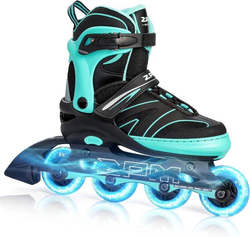 Photo 1 of 2PM SPORTS Kids Adjustable Inline Skates Ages 4-12, Youth Inlie Skates for Girls Boys 5-8 8-12 with Full Light Up Wheels, Beginner Women Adult Skates
