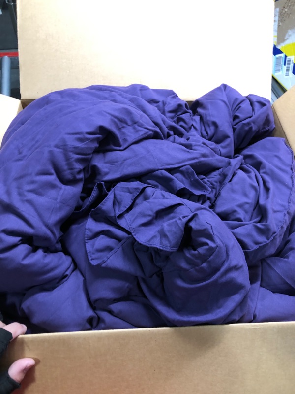 Photo 2 of **new Open**Litanika King Size Comforter Set Purple, 3 Pieces Ruffle Farmhouse Aesthetic Bedding Comforter Set, Lightweight Fluffy Microfiber Bed Set (104x90In Comforter, 2 Pillowcases) King (104"x90") Purple