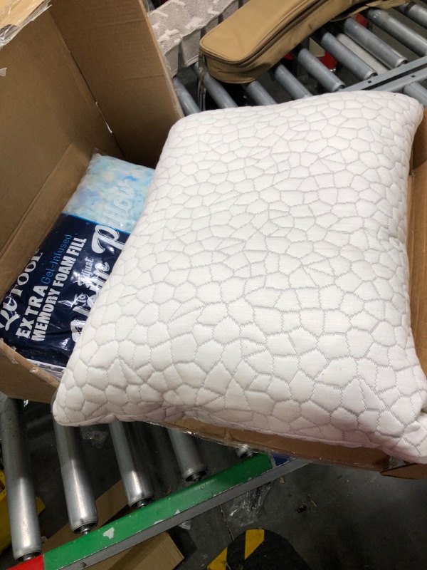 Photo 2 of **New Open**Shredded Memory Foam Pillows Standard/Queen Size 1,Luxury Gel Cooling Bed Pillow for Stomach Back Side Sleeper,Pillow Adjustable Washable Removable Cover,with Extra Fill