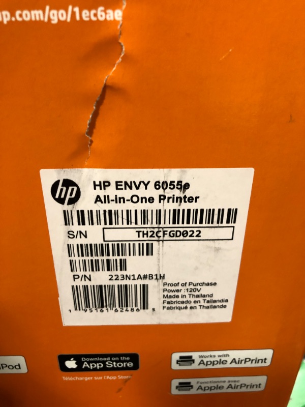 Photo 3 of **Sealed**HP ENVY 6055e Wireless Color Inkjet Printer, Print, scan, copy, Easy setup, Mobile printing, Best for home, Instant Ink with HP+,white New