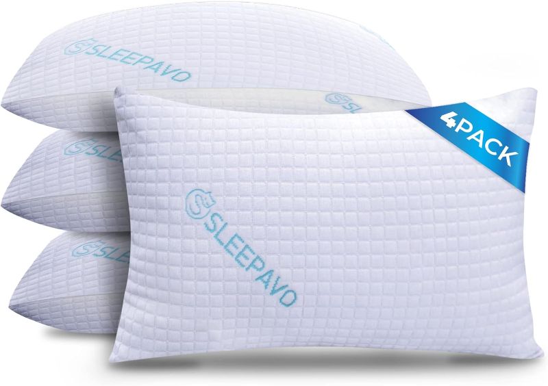 Photo 1 of **good used**plixio Memory Foam Pillows Queen Size Set of 4 - Cooling Bed Pillows for Sleeping for Stomach, Back & Side Sleeper - Firm Cool Shredded Memory Foam Pillows 4 Pack Queen Pillows Set