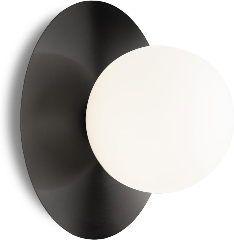 Photo 1 of 1 Light Wall Sconce, Mid Century Modern Globe Wall Sconce, Ceiling Light Fixture, Vanity Light Fixture, Indoor Wall Light for Living Room Bedroom Hallway Bathroom Entry (Matt Black)
