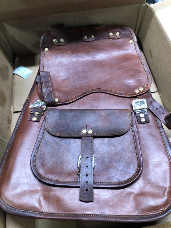 Photo 2 of **Minor Damage**Handmade World Vintage Full Grain 21 Inch Leather Laptop LARGE Backpack Casual Bookbag Daypack Camping Travel Rucksack Knapsack
