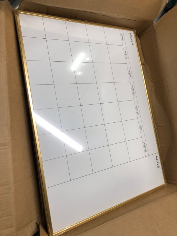 Photo 2 of VUSIGN Magnetic Monthly Calendar Whiteboard, 17'' x 23'' Dry Erase Calendar for Wall Office School Home, Gold Wooden Frame