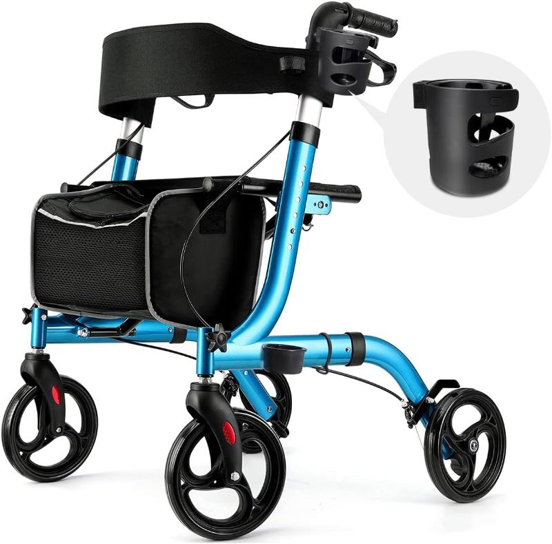 Photo 1 of **New Open**Foldable Rollator Walkers for Seniors with Seat, HSA/FSA Eligible Rolling Walker with Cup Holder, Adjustable Walker with Wheels and Seat, Lightweight Rollator Walker with Seat for Adult by SOUHEILO
