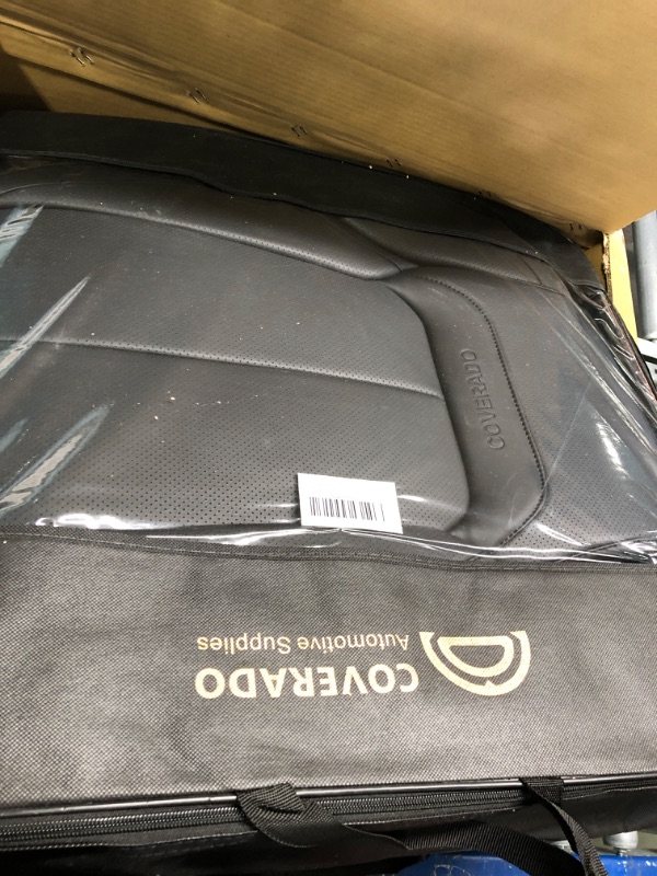 Photo 1 of Coverado Front Seat Covers 2 Pieces, Waterproof Nappa Leather Car Seat Protectors Auto Interior, Universal Fit for Most Sedans SUV Pick-up Truck, Black Black FrontPair