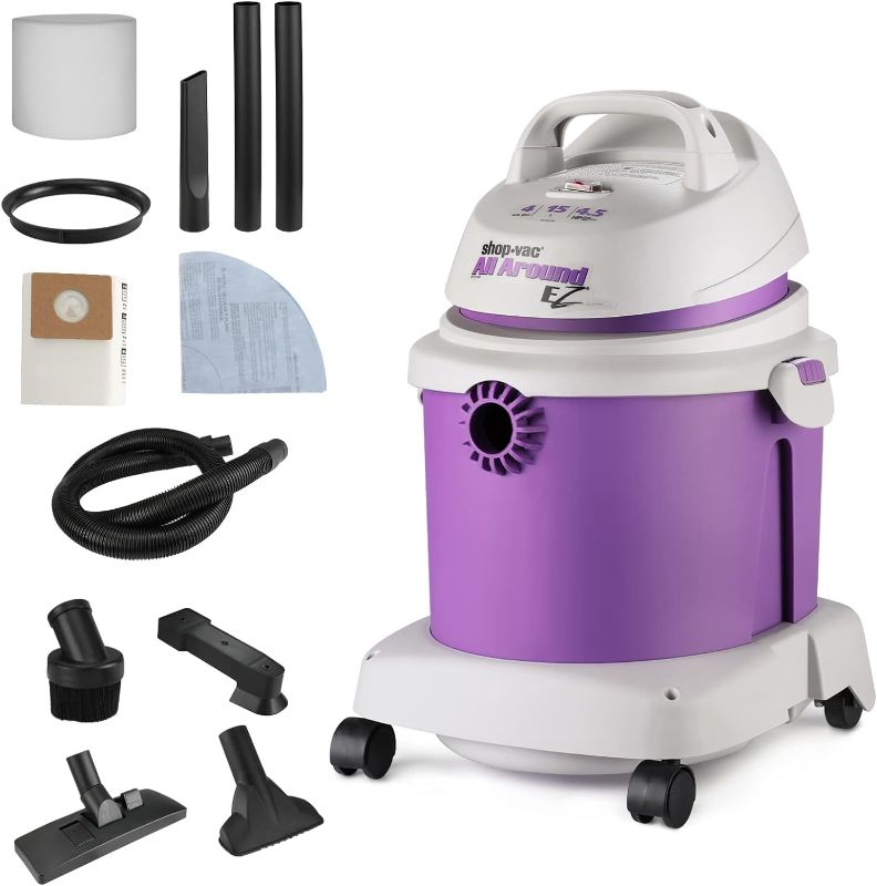 Photo 1 of **used**Shop-Vac 4 Gallon 4.5 Peak HPWet/Dry Vacuum All Around EZ, Portable Compact Shop Vacuum, 3 in 1 Function with Wall Bracket & Attachments, 5891436 New Package