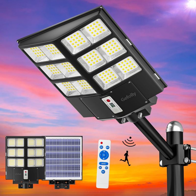 Photo 1 of **Used/Missing parts**800W Solar Street Light Outdoor, 80000LM Commercial Parking Lot Light Dusk to Dawn, 6500K Solar Security Flood Light with Motion Sensor Outdoor Light for Basketball Court, Road, Yard
