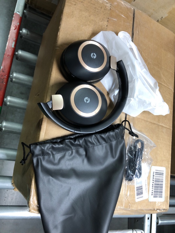 Photo 2 of **Good Used**Active Noise Cancelling Headphones, 100H Playtime Headphones Wireless Bluetooth, Bluetooth Headphones with Microphone, Over- Ear Wireless Headphones with Deep Bass,Fast Charging for Travel,Office,Home Black