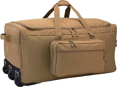 Photo 1 of **NEEDS CLEANED** **Good Used**Monster™ Rolling Duffle Deployment Bag with Wheels, Large Wheeled Heavy Duty Duffle Bag for Men & Women, Travel Bag, Coyote Color
