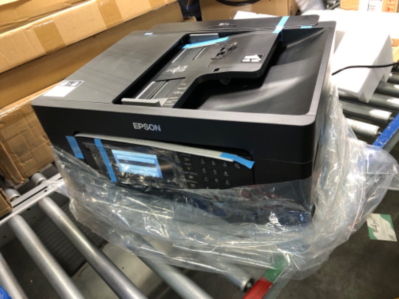 Photo 3 of **CRACKED** Epson WorkForce Pro WF-7820 Wireless All-in-One Wide-format Printer with Auto 2-sided Print up to 13" x 19", Copy, Scan and Fax, 50-page ADF, 250-sheet Paper Capacity, 4.3" screen, Works with Alexa