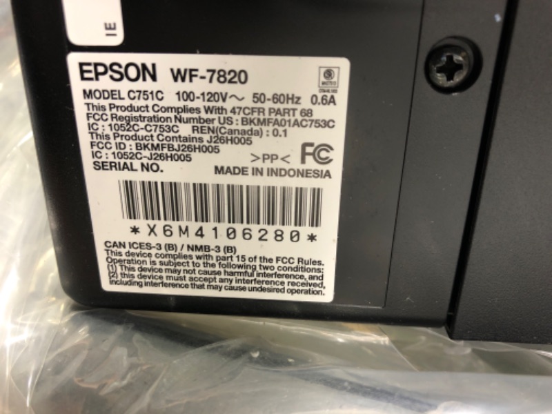 Photo 5 of **CRACKED** Epson WorkForce Pro WF-7820 Wireless All-in-One Wide-format Printer with Auto 2-sided Print up to 13" x 19", Copy, Scan and Fax, 50-page ADF, 250-sheet Paper Capacity, 4.3" screen, Works with Alexa