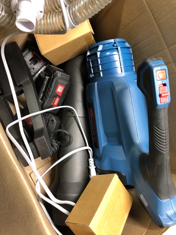 Photo 2 of **Like New**Enhulk Cordless Leaf Blower, 450 CFM Max Electric Jet Blower with 20V 4.0Ah Battery*2 & Fast Charger, Powerful Motor, High/Low-Speed Handheld Blowers for Lawn Care Yard Work Around House 2 Batteries