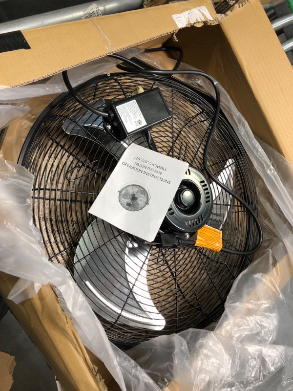 Photo 1 of Simple Deluxe 20 Inch High Velocity Wall Mount Fan with Rack and L-Iron, 3 Speed Industrial/Commercial Metal Ventilation Fan, Black