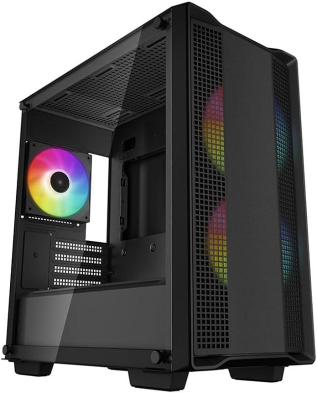 Photo 1 of DeepCool CC360 Mid-Tower ATX PC Case, 4X Pre-Installed 120mm LED Fans, Tempered Glass Side Panel, Black CC360 M-ATX