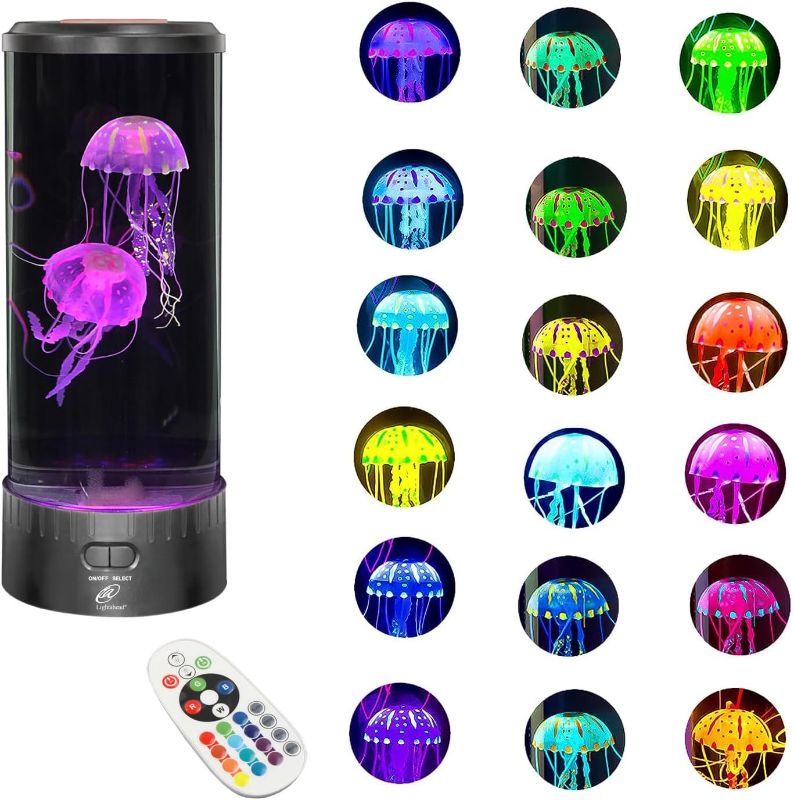 Photo 1 of **No Ac Plug**Lightahead LED Jellyfish Lamp Round with Vibrant 5 Color Changing Light Effects. The Ultimate Large Sensory Synthetic Jelly Fish Tank Aquarium Mood Lamp. Ideal Gift (Large) Large (14 Inches Tall)