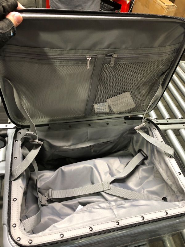 Photo 3 of **Like New**Hanke Carry On Luggage, Suitcase with Wheels & Front Opening, 20in Spinner Luggage Built in TSA Aluminum Frame PC Hardside Rolling Suitcases Travel Bag - Grey 20 Inch Grey