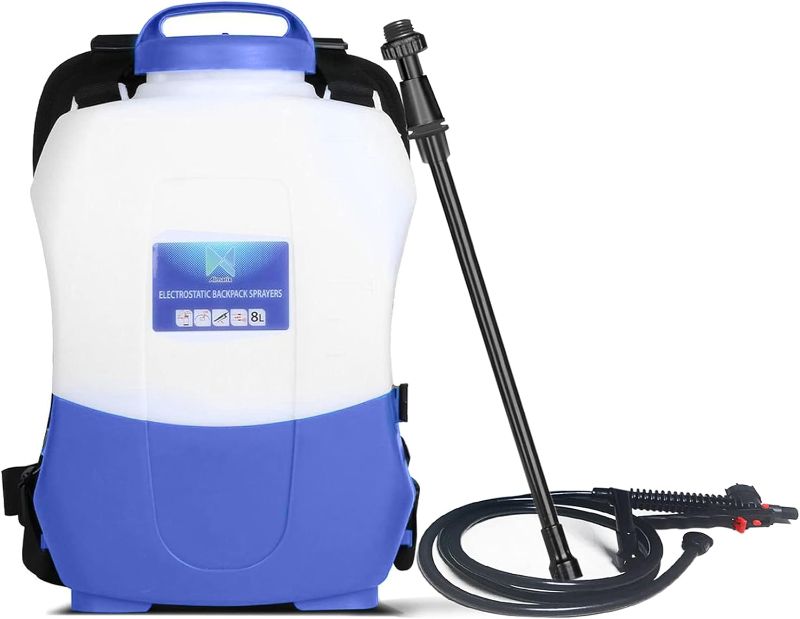 Photo 1 of **Good Used**Almarix Electrostatic Sprayer for Disinfectants, Cordless Electrostatic Backpack Sprayer, Battery Powered Electrostatic Sprayer Machine - 2.11 Gal