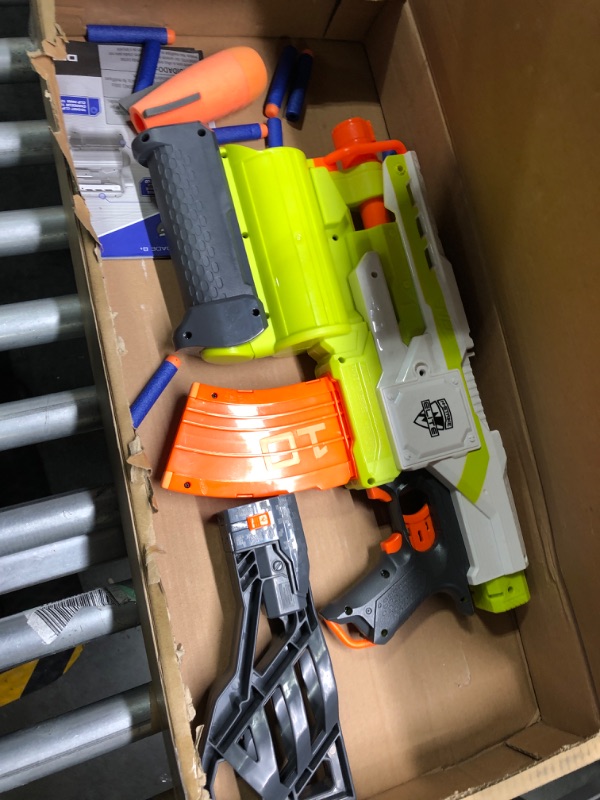 Photo 2 of **Good Used**NERF Modulus Demolisher 2-in-1 Motorized Blaster, Fires Darts and Rockets, Includes 10 Elite Darts, Banana Clip, 2 Rockets, Stock (Amazon Exclusive)