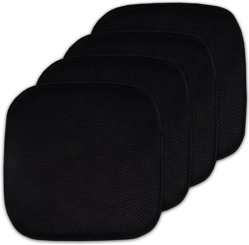 Photo 1 of **LIKE NEW**Sweet Home Collection 4 Pack Memory Foam Honeycomb Nonslip Back 16" x16" Chair/Seat Cushion Pad, Black
