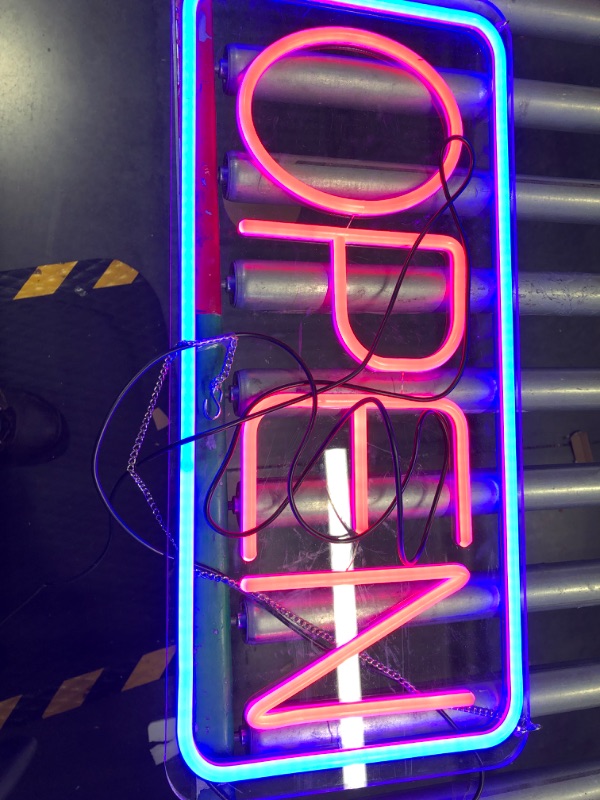 Photo 3 of **LIKE NEW**Open Signs for Business Ultra Bright LED Neon Open Signs 22 Inch Plug In Electric Light Up Open Sign with ON/OFF Switch for Business Storefront Window Glass Door Shop Store Florists Bar Salon Cafes Restaurant Pubs Blue/Red 22 Inch