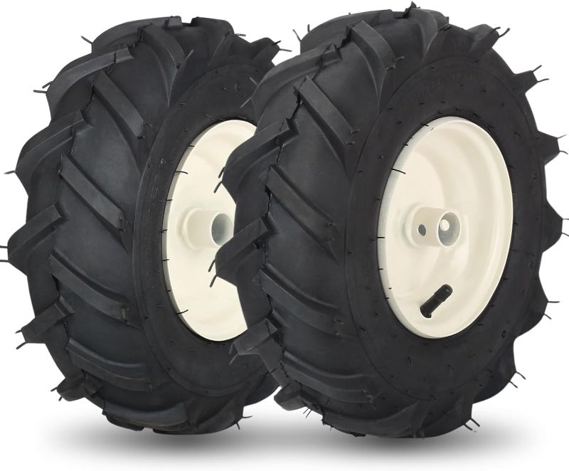 Photo 1 of 13x5.00-6" Tiller Tire and Wheel, 1" Axle Size, 3-1/8" Centered Hub, 13x5-6 Super Lug Tractor & Trencher Tire Replacement
