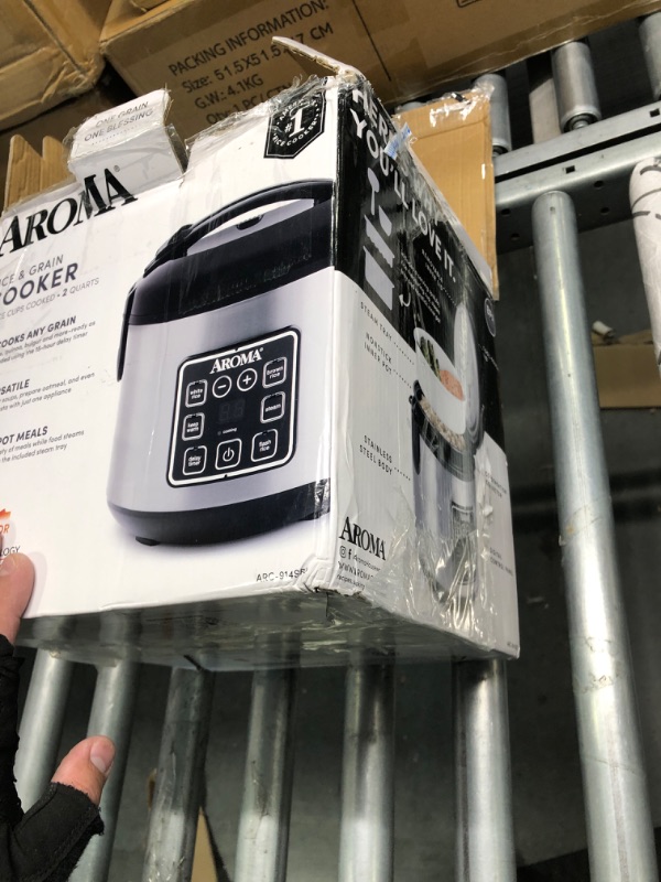 Photo 2 of **LIKE NEW**Aroma Housewares ARC-914SBD Digital Cool-Touch Rice Grain Cooker and Food Steamer, Stainless, Silver, 4-Cup (Uncooked) / 8-Cup (Cooked) Basic