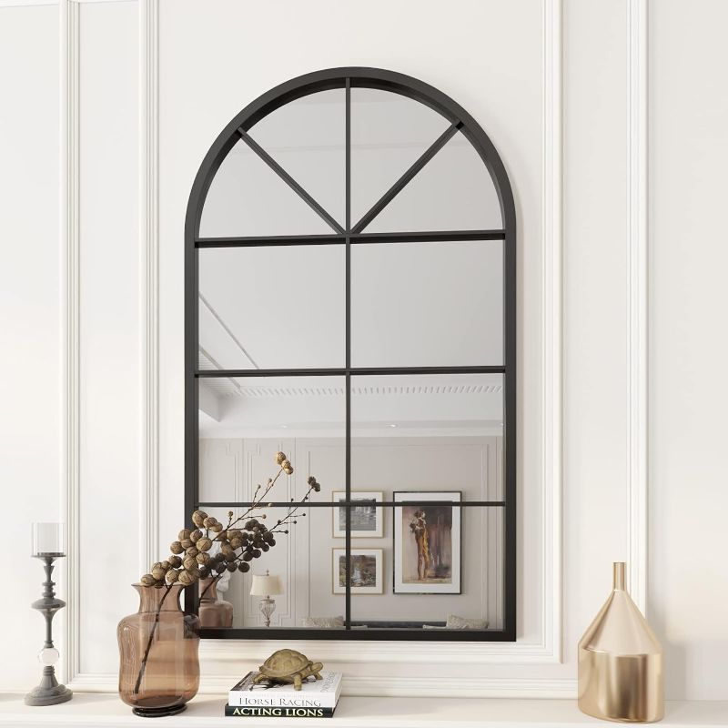 Photo 1 of **SEALED**ironsmithn Wall Mirror Mounted Decorative Long Hanging Arched Window Frame Decor Wall-Mounted for Bathroom Vanity, Living Room or Bedroom Black 41.3” x0.9”x24”