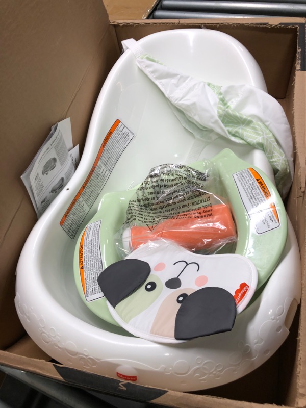 Photo 4 of Fisher-Price Baby To Toddler Bath 4-In-1 Sling ‘N Seat Tub With Removable Infant Support And 2 Toys, Puppy Perfection
