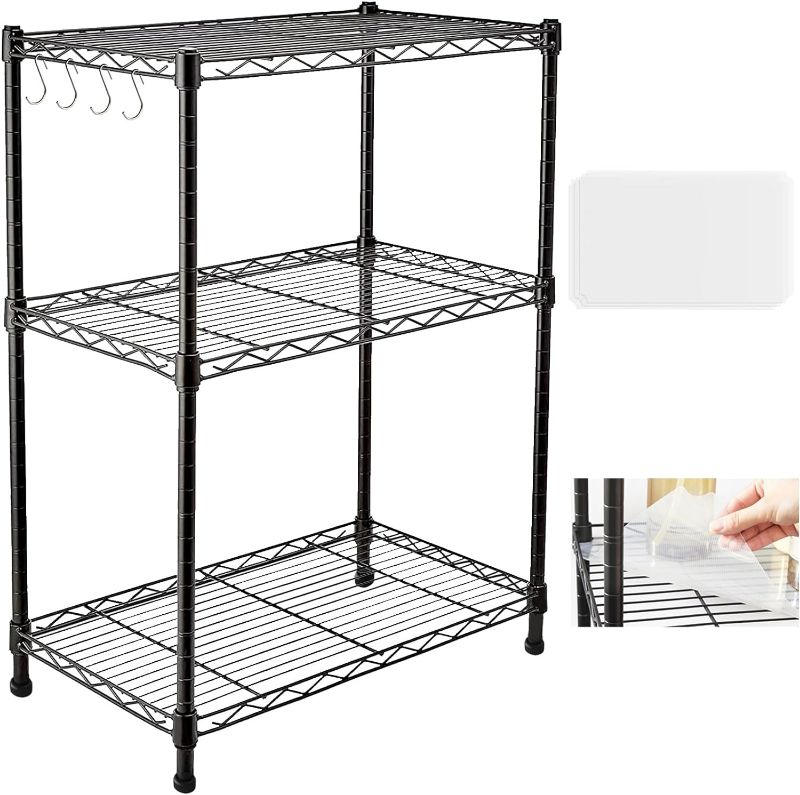 Photo 1 of 3 Tier Shelves Storage, Wire Shelf Unit, Standing Adjustable Metal Shelves Organizer, Storage Racks for Restaurant Garage Pantry Kitchen Garage(Small?15.7 '' x 11.8" x 31.5 ")