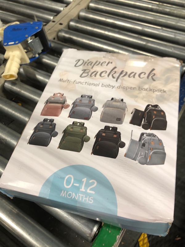 Photo 1 of DERJUNSTAR Baby Diaper Bag Backpack, Diaper Changing Station, Baby Bags for Boys Girls, Mothers Day Gift,USB Charging Port,Pacifier Case, Sunshade and Toy Bar, Pale Grey