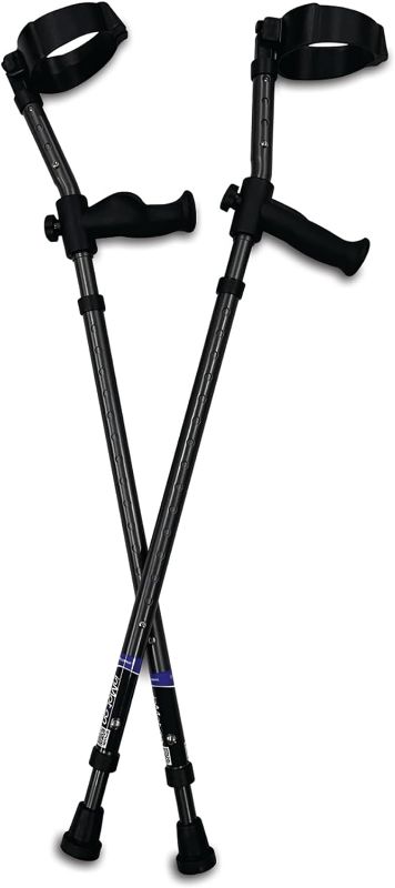 Photo 1 of **USED** in-Motion Forearm Crutches | Spring Assist | Ergonomic Handles | Articulating Tips | Size Tall (5'3" - 6'8") | Charcoal
