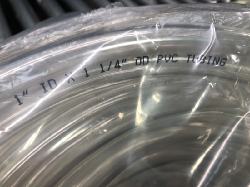 Photo 3 of 1"ID X 1 1/4"OD -25 Feet Clear Vinyl Tubing Flexible PVC Tubing, Clear Hybrid Hose, Lightweight Plastic Tubing