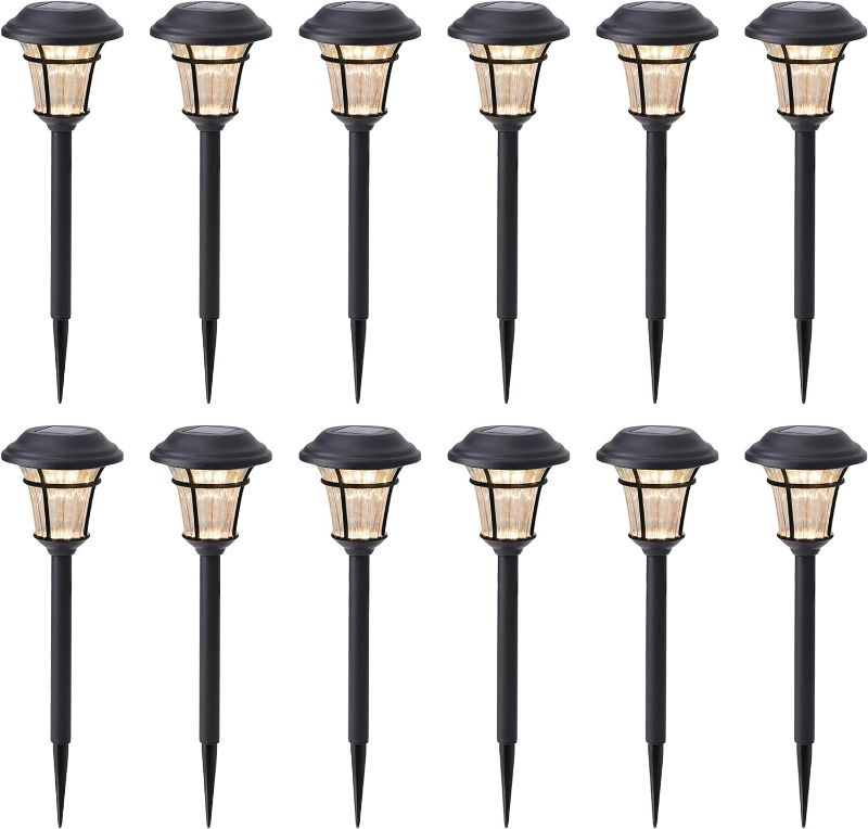 Photo 1 of 12 Pack Solar Pathway Lights Outdoor Solar Garden Lights for Patio, Yard, Driveway