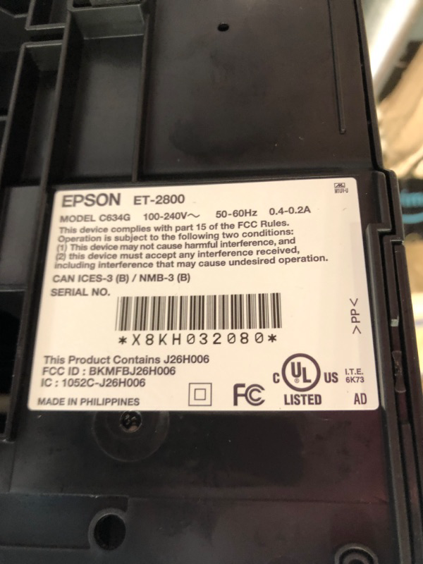 Photo 1 of Epson EcoTank ET-2800 Wireless Color All-in-One Inkjet Printer, Print & Copy & Scan, 1200x2400 dpi, 1.44" Color LCD Display, Cartridge-Free, Photo Printing, Bundle with Printer Cable
